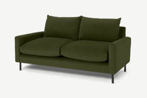 Russo 2-Sitzer Sofa, recycelter Samt in Moosgruen - MADE.com