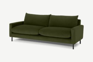 Russo 3-Sitzer Sofa, recycelter Samt in Moosgruen - MADE.com