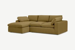 Samona Ecksofa (Recamiere links), Baumwoll-Leinen-Mix in Hellbraun - MADE.com