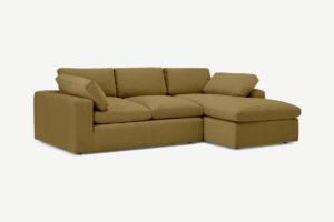 Samona Ecksofa (Recamiere rechts), Baumwoll-Leinen-Mix in Hellbraun - MADE.com