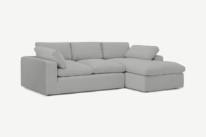 Samona Ecksofa (Recamiere rechts), Baumwoll-Leinen-Mix in Mineralgrau - MADE.com