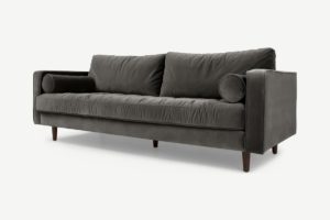 Scott 3-Sitzer Sofa, Baumwollsamt in Betongrau - MADE.com