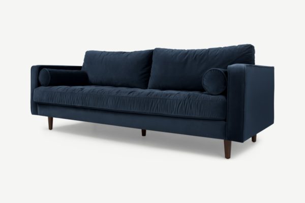Scott 3-Sitzer Sofa, Baumwollsamt in Marineblau - MADE.com
