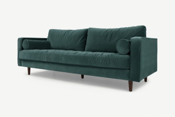 Scott 3-Sitzer Sofa, Baumwollsamt in Petrol - MADE.com