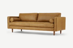 Scott 3-Sitzer Sofa, Leder in Hellbraun - MADE.com