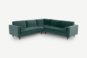 Scott Ecksofa, Baumwollsamt in Petrol - MADE.com