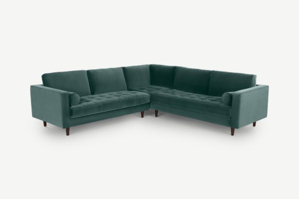 Scott Ecksofa, Baumwollsamt in Petrol - MADE.com