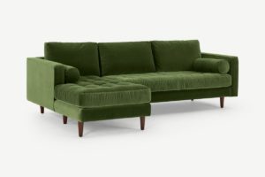 Scott Ecksofa (Recamiere links), Baumwollsamt in Grasgruen - MADE.com