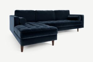 Scott Ecksofa (Recamiere links), Baumwollsamt in Marineblau - MADE.com