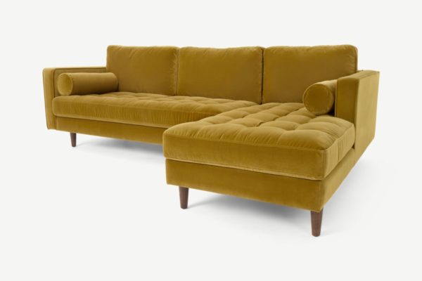 Scott Ecksofa (Recamiere rechts), Baumwollsamt in Gold - MADE.com