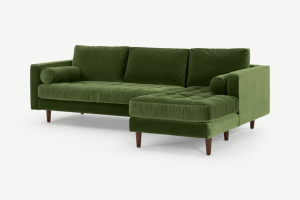 Scott Ecksofa (Recamiere rechts), Baumwollsamt in Grasgruen - MADE.com