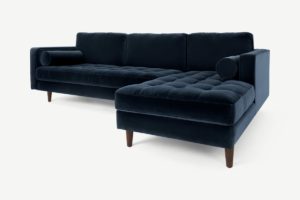 Scott Ecksofa (Recamiere rechts), Baumwollsamt in Marineblau - MADE.com