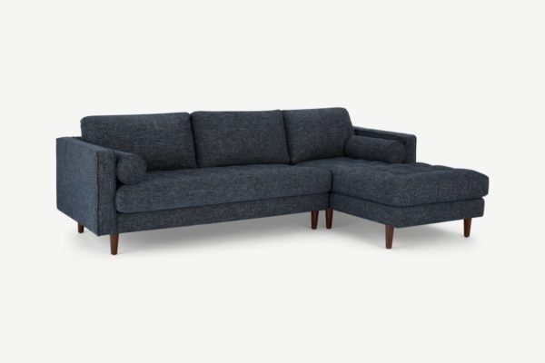 Scott Ecksofa (Recamiere rechts), Webstoff in Blaumeliert - MADE.com