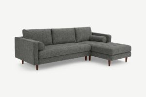 Scott Ecksofa (Recamiere rechts), Webstoff in Eisengrau - MADE.com