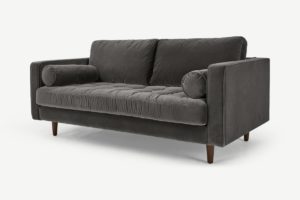 Scott Grosses 2-Sitzer Sofa, Baumwollsamt in Betongrau - MADE.com
