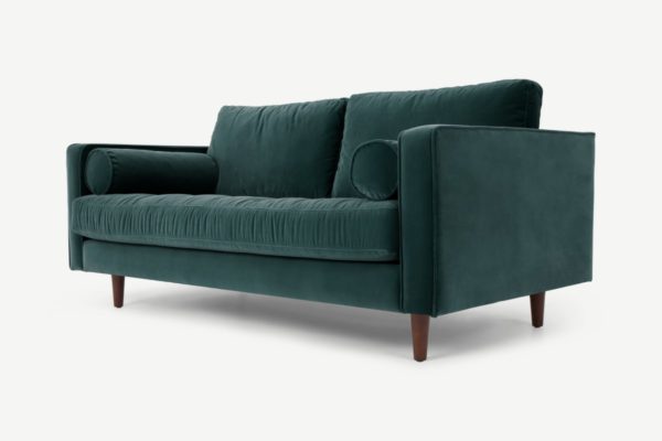 Scott grosses 2-Sitzer Sofa, Baumwollsamt in Petrol - MADE.com