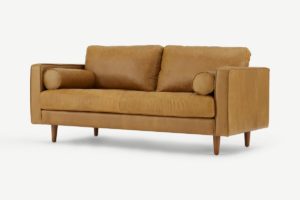 Scott grosses 2-Sitzer Sofa, Leder in Hellbraun - MADE.com