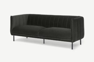 Selene 3-Sitzer Sofa, recycelter Samt in Mittelgrau - MADE.com