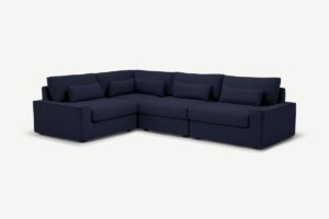 Trent Ecksofa, Baumwoll-Leinen-Mix in Mitternachtsblau - MADE.com