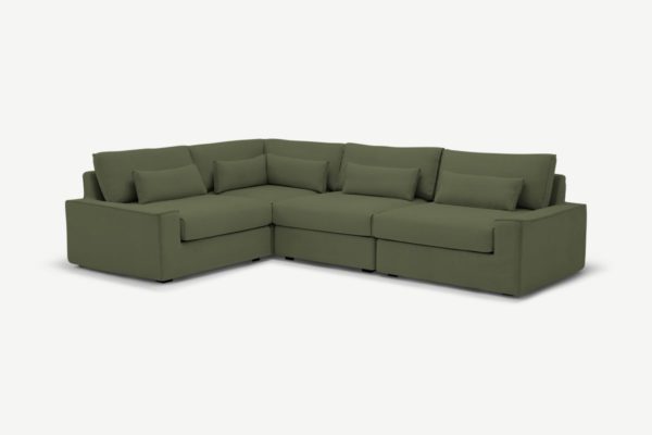 Trent Ecksofa, Baumwoll-Leinen-Mix in Olivgruen - MADE.com