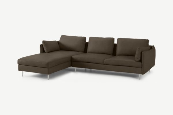 Vento 3-Sitzer Ecksofa (Recamiere links), Leder in Braun - MADE.com