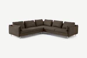 Vento 5-Sitzer Ecksofa, Leder in Braun - MADE.com