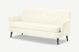 Verne 3-Sitzer Sofa, Kunstfell in Weiss - MADE.com