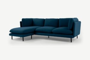 Wes Ecksofa (Recamiere flexibel), Stoff in dunklem Blaugruen - MADE.com