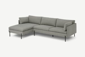 Zarina Ecksofa (Recamiere links), Webstoff in Maulwurfgrau und Schwarz - MADE.com