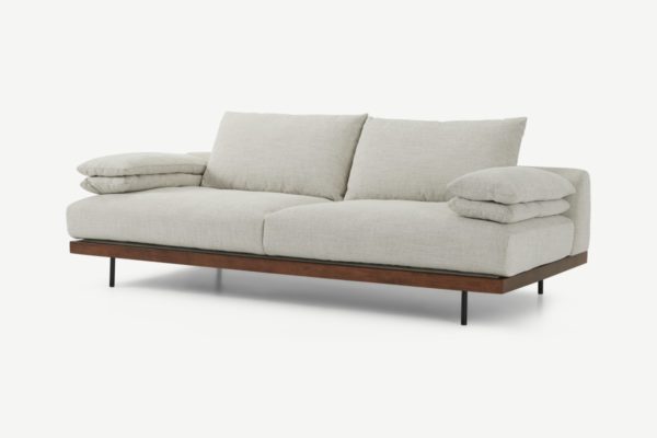 Zita 3-Sitzer Sofa, Stoff in Kalkgrau - MADE.com