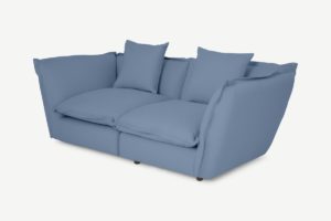 Fernsby 2-Sitzer Sofa, gebuerstete Baumwolle in hellem Kobaltblau - MADE.com
