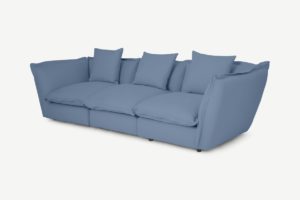 Fernsby 3-Sitzer Sofa, gebuerstete Baumwolle in hellem Kobaltblau - MADE.com