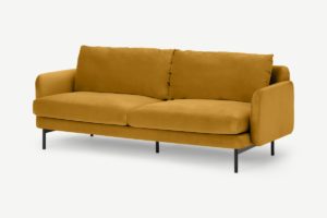 Miro 3-Sitzer Sofa, recycelter Samt in Vintage-Ocker - MADE.com
