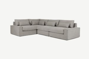 Trent Ecksofa, Baumwolle in gewaschenem Grau - MADE.com