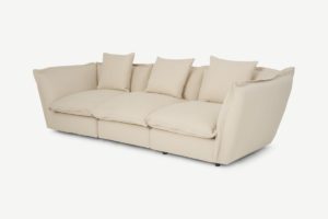 Fernsby 3-Sitzer Sofa, gebuerstete Baumwolle in Natur - MADE.com