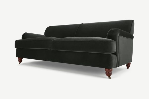 Orson 3-Sitzer Sofa, recycelter Samt in Mittelgrau - MADE.com