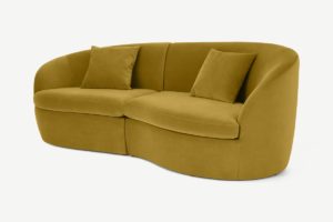 Reisa 3-Sitzer Sofa, Samt in Antik-Gold - MADE.com