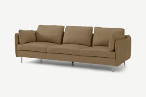 Vento 3-Sitzer Sofa, Leder in Blassbraun - MADE.com