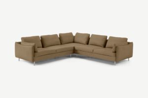 Vento 5-Sitzer Ecksofa, Leder in Blassbraun - MADE.com