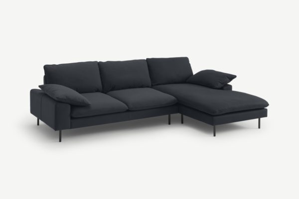 Fallyn Ecksofa (Recamiere rechts), Nubukleder in Karbongrau - MADE.com