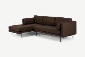 Harlow Ecksofa (Recamiere links), Leder in Dunkelbraun - MADE.com