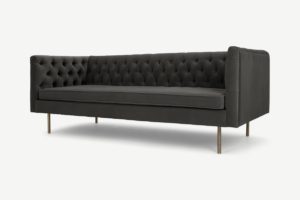 Julianne 3-Sitzer Sofa, Baumwollsamt in Betongrau - MADE.com