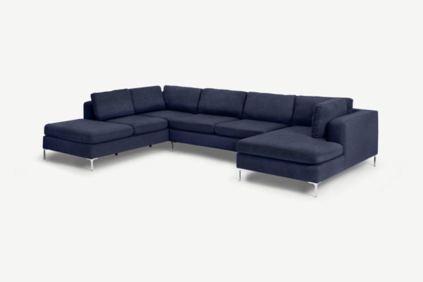 Monterosso Ecksofa (Recamiere links), recycelte Baumwolle in dunklem Aqua - MADE.com