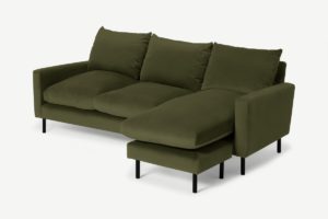 Russo Ecksofa, recycelter Samt in Moosgruen - MADE.com