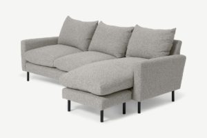 Russo Ecksofa, recycelter Webstoff in Grau - MADE.com