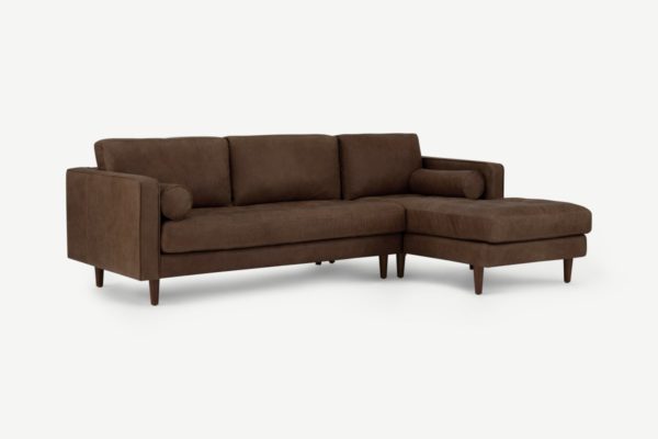 Scott Ecksofa (Recamiere rechts), Leder in Mokkabraun - MADE.com