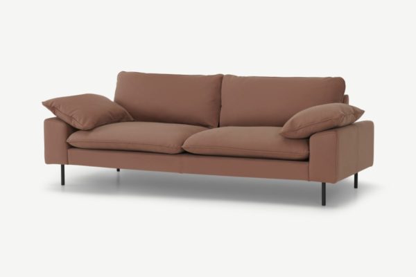 Fallyn 3-Sitzer Sofa, Nubukleder in Braun - MADE.com