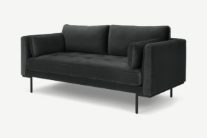 Harlow grosses 2-Sitzer Sofa, recycelter Samt in Granitgrau - MADE.com