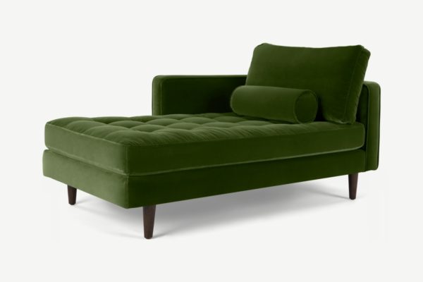 Scott Ecksofa (Recamiere links), Baumwollsamt in Grasgruen - MADE.com