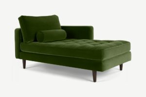 Scott Ecksofa (Recamiere rechts), Baumwollsamt in Grasgruen - MADE.com